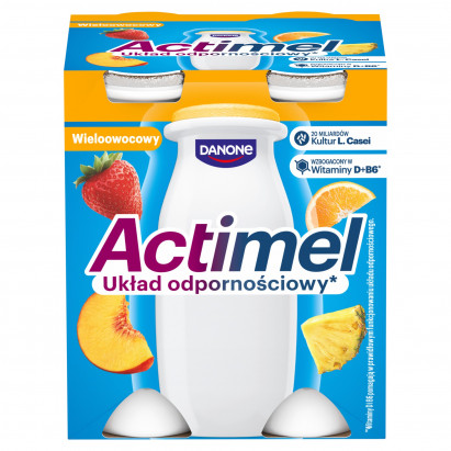 Actimel Napój jogurtowy o smaku wieloowocowym 400 g (4 x 100 g)