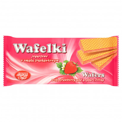 Wadowice Skawa Wafelki jogurtowe o smaku truskawkowym 180 g