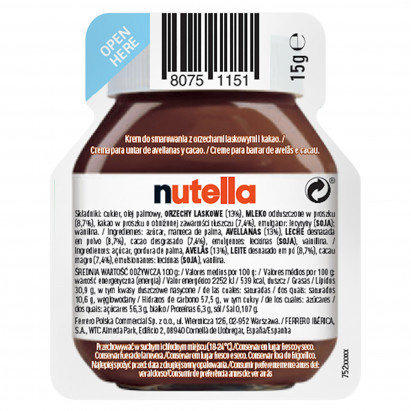 Nutella Krem do smarowania z orzechami laskowymi i kakao 15 g