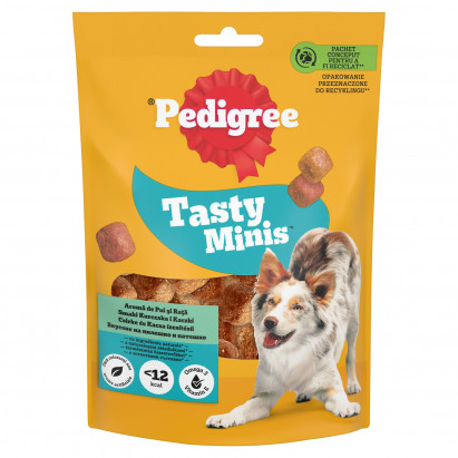 Pedigree Tasty Minis Karma uzupełniająca dla dorosłych psów smaki kurczaka i kaczki 130 g