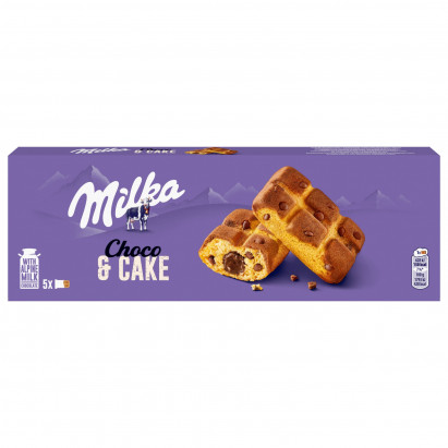 Milka Cake & Choc Ciastka biszkoptowe z kawałkami czekolady mlecznej 175 g (5 x 35 g)