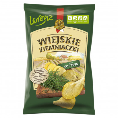 Wiejskie Ziemniaczki Chipsy ziemniaczane smak koperek 130 g