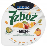 Bakoma 7 zbóż Men Jogurt z jabłkiem pomarańczą i ziarnami zbóż 300 g