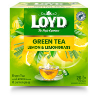 Loyd Herbata zielona aromatyzowana o smaku cytryny z trawą cytrynową 30 g (20 x 1,5 g)