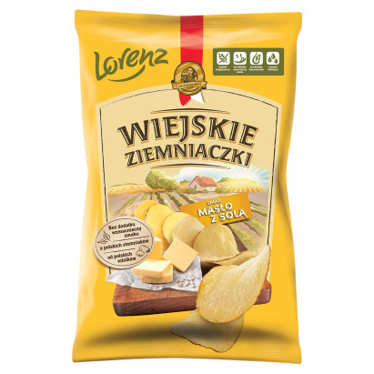 Wiejskie Ziemniaczki Chipsy ziemniaczane smak masło z solą 130 g