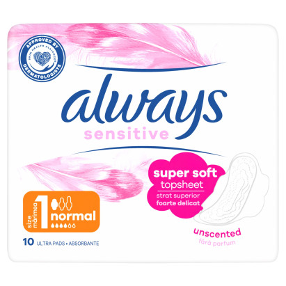Always Ultra Sensitive Normal Plus (rozmiar 1) Podpaski ze skrzydełkami, 16 sztuk