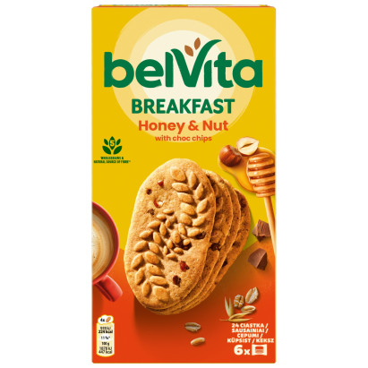 belVita ciastka zbożowe z miodem, orzechami laskowymi i kawałkami czekolady ciastka zbożowe - 300 g