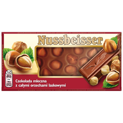 Nussbeisser Czekolada mleczna z całymi orzechami laskowymi 100 g