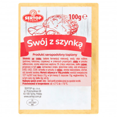 Sertop Tychy Produkt seropodobny topiony swój z szynką 100 g