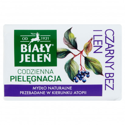 Biały Jeleń Mydło naturalne czarny bez i len 100 g